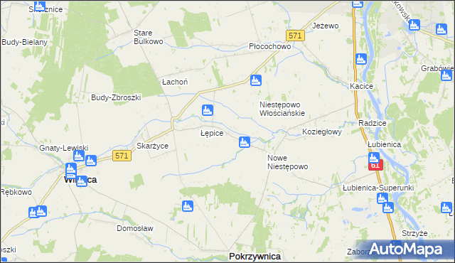 mapa Witki gmina Pokrzywnica, Witki gmina Pokrzywnica na mapie Targeo