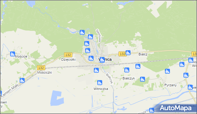 mapa Witnica powiat gorzowski, Witnica powiat gorzowski na mapie Targeo