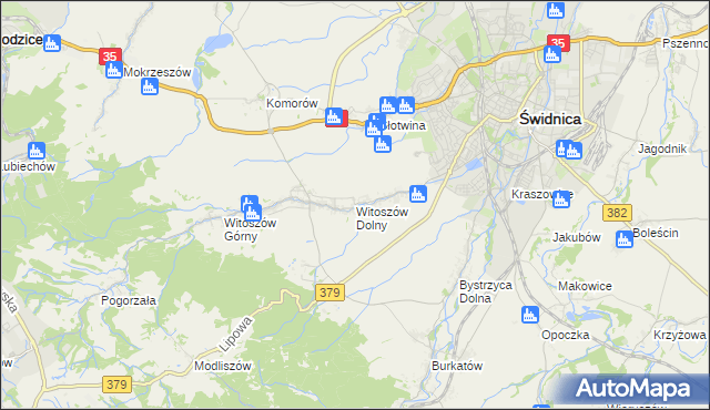 mapa Witoszów Dolny, Witoszów Dolny na mapie Targeo