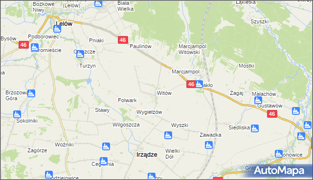 mapa Witów gmina Irządze, Witów gmina Irządze na mapie Targeo