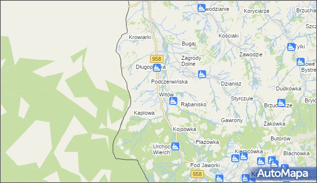 mapa Witów gmina Kościelisko, Witów gmina Kościelisko na mapie Targeo