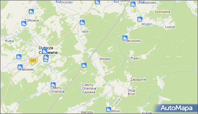 mapa Witowo gmina Dubicze Cerkiewne, Witowo gmina Dubicze Cerkiewne na mapie Targeo