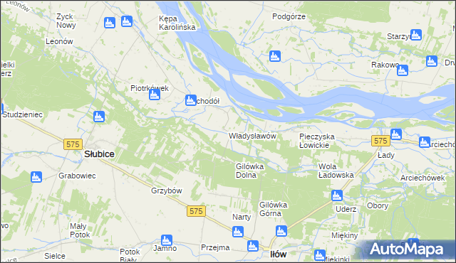 mapa Władysławów gmina Iłów, Władysławów gmina Iłów na mapie Targeo