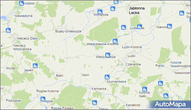 mapa Władysławów gmina Jabłonna Lacka, Władysławów gmina Jabłonna Lacka na mapie Targeo