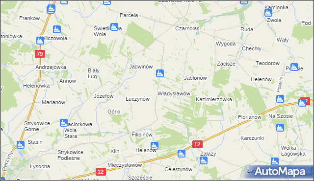 mapa Władysławów gmina Policzna, Władysławów gmina Policzna na mapie Targeo