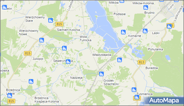 mapa Władysławów gmina Siemień, Władysławów gmina Siemień na mapie Targeo