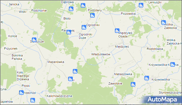 mapa Władysławów gmina Tuczna, Władysławów gmina Tuczna na mapie Targeo