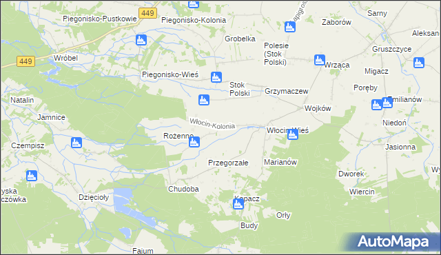 mapa Włocin-Kolonia, Włocin-Kolonia na mapie Targeo