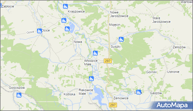 mapa Włodzice Wielkie, Włodzice Wielkie na mapie Targeo