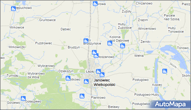 mapa Włoszanowo, Włoszanowo na mapie Targeo