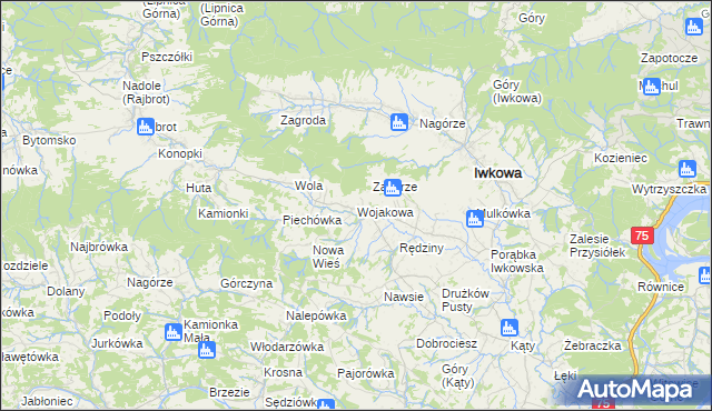 mapa Wojakowa, Wojakowa na mapie Targeo