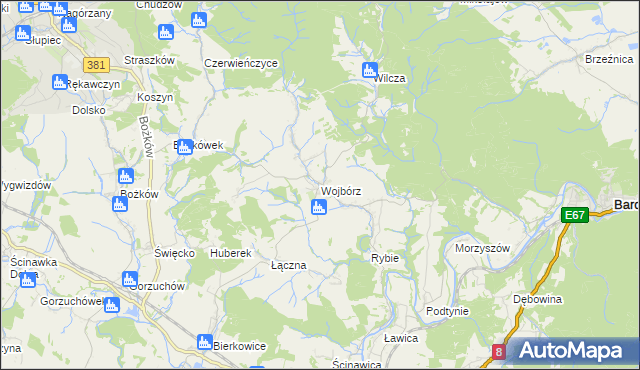 mapa Wojbórz, Wojbórz na mapie Targeo