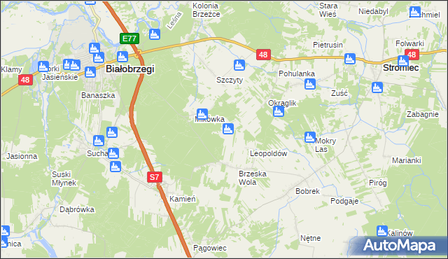 mapa Wojciechówka gmina Białobrzegi, Wojciechówka gmina Białobrzegi na mapie Targeo