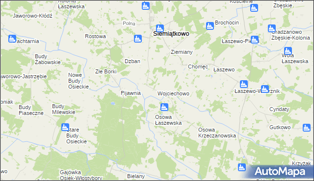 mapa Wojciechowo gmina Siemiątkowo, Wojciechowo gmina Siemiątkowo na mapie Targeo