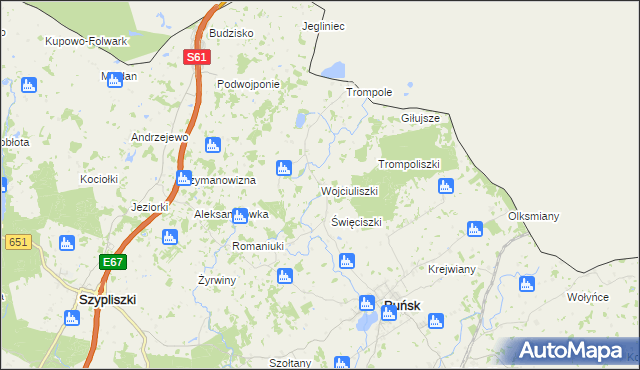 mapa Wojciuliszki, Wojciuliszki na mapie Targeo