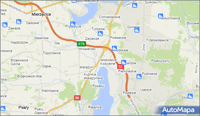 mapa Wojkowice Kościelne, Wojkowice Kościelne na mapie Targeo