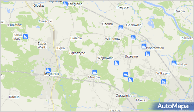 mapa Wojnowice gmina Miękinia, Wojnowice gmina Miękinia na mapie Targeo