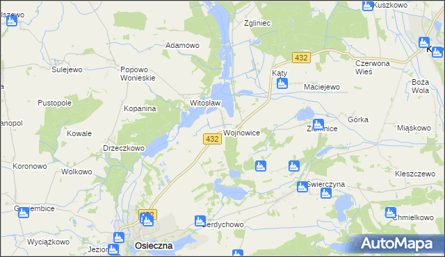 mapa Wojnowice gmina Osieczna, Wojnowice gmina Osieczna na mapie Targeo