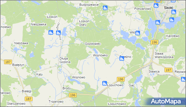 mapa Wojnówko gmina Murowana Goślina, Wojnówko gmina Murowana Goślina na mapie Targeo