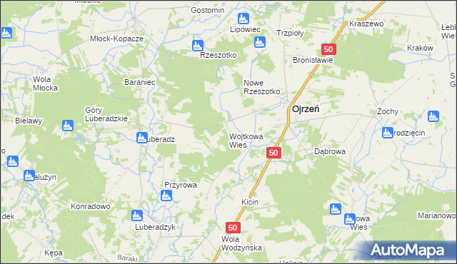 mapa Wojtkowa Wieś, Wojtkowa Wieś na mapie Targeo