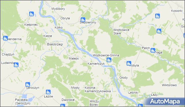 mapa Wojtkowice-Glinna, Wojtkowice-Glinna na mapie Targeo