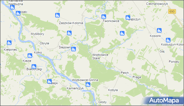 mapa Wojtkowice Stare, Wojtkowice Stare na mapie Targeo