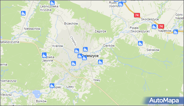 mapa Wójtostwo gmina Daleszyce, Wójtostwo gmina Daleszyce na mapie Targeo