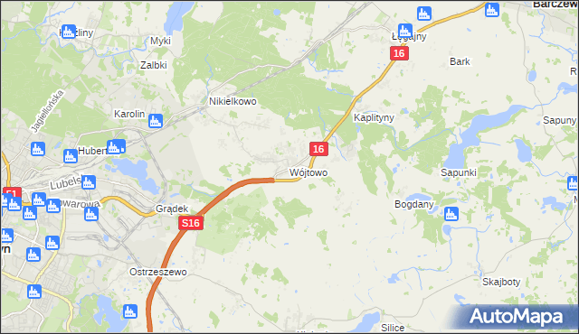 mapa Wójtowo gmina Barczewo, Wójtowo gmina Barczewo na mapie Targeo