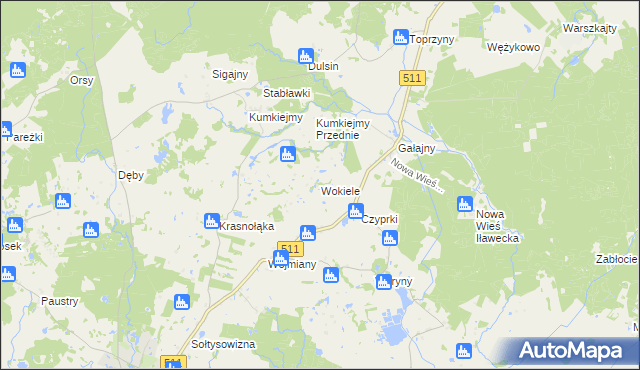 mapa Wokiele, Wokiele na mapie Targeo