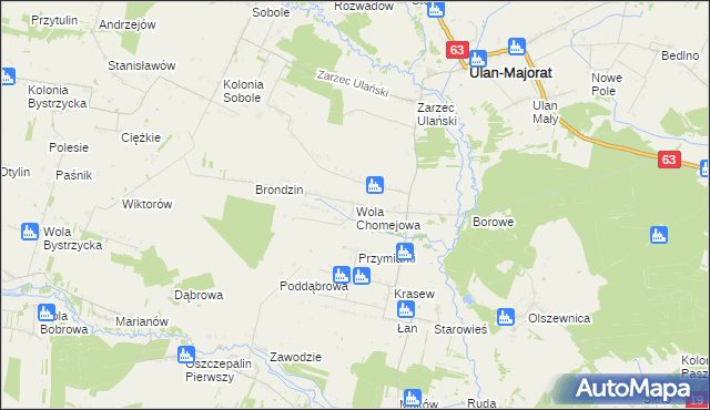 mapa Wola Chomejowa, Wola Chomejowa na mapie Targeo
