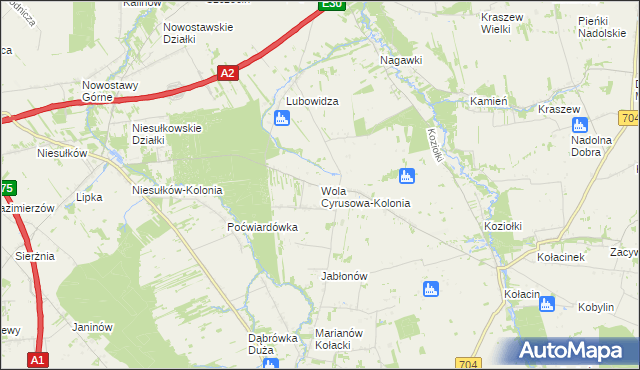 mapa Wola Cyrusowa-Kolonia, Wola Cyrusowa-Kolonia na mapie Targeo