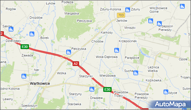 mapa Wola-Dąbrowa, Wola-Dąbrowa na mapie Targeo