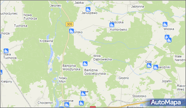 mapa Wola Dąbrowiecka, Wola Dąbrowiecka na mapie Targeo