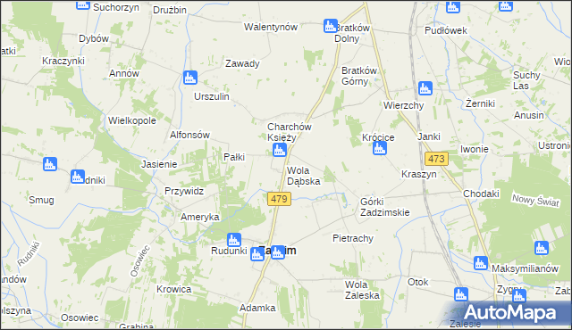 mapa Wola Dąbska, Wola Dąbska na mapie Targeo