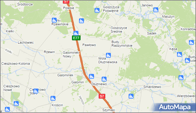 mapa Wola Dłużniewska, Wola Dłużniewska na mapie Targeo