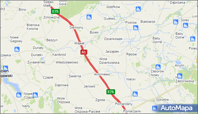 mapa Wola Dziankowska, Wola Dziankowska na mapie Targeo