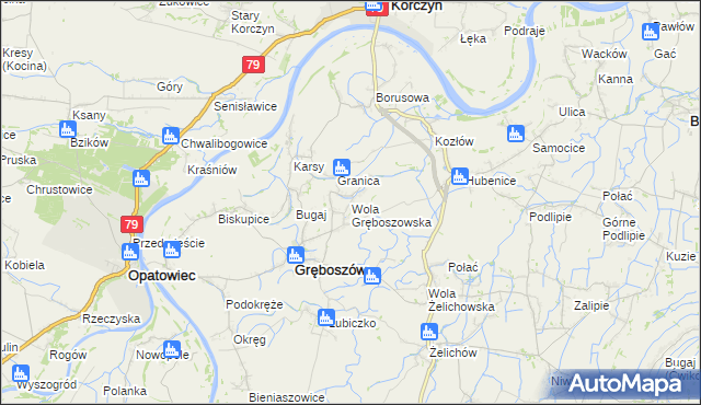 mapa Wola Gręboszowska, Wola Gręboszowska na mapie Targeo