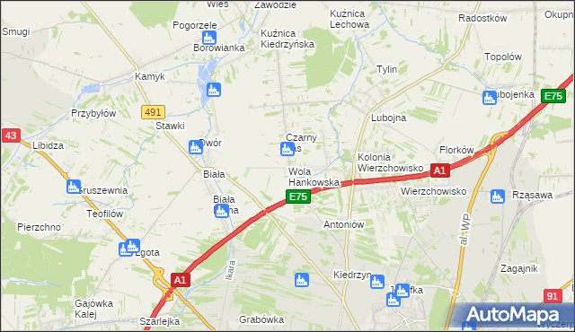 mapa Wola Hankowska, Wola Hankowska na mapie Targeo