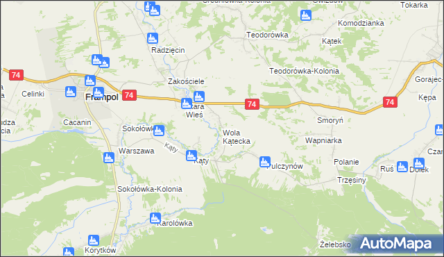 mapa Wola Kątecka, Wola Kątecka na mapie Targeo