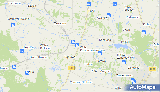 mapa Wola Korybutowa-Kolonia, Wola Korybutowa-Kolonia na mapie Targeo