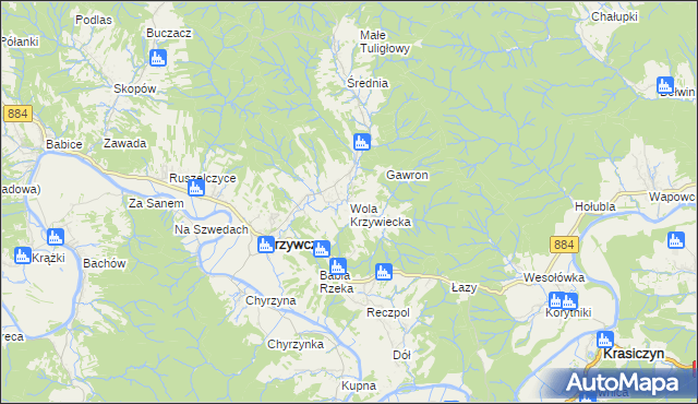 mapa Wola Krzywiecka, Wola Krzywiecka na mapie Targeo