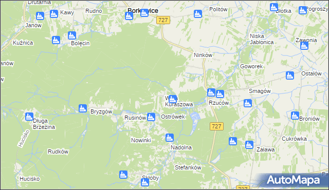 mapa Wola Kuraszowa, Wola Kuraszowa na mapie Targeo