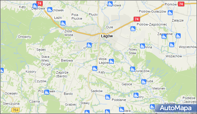 mapa Wola Łagowska, Wola Łagowska na mapie Targeo