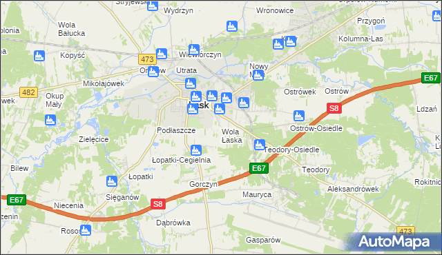 mapa Wola Łaska, Wola Łaska na mapie Targeo