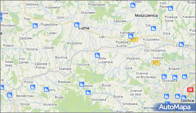 mapa Wola Łużańska, Wola Łużańska na mapie Targeo