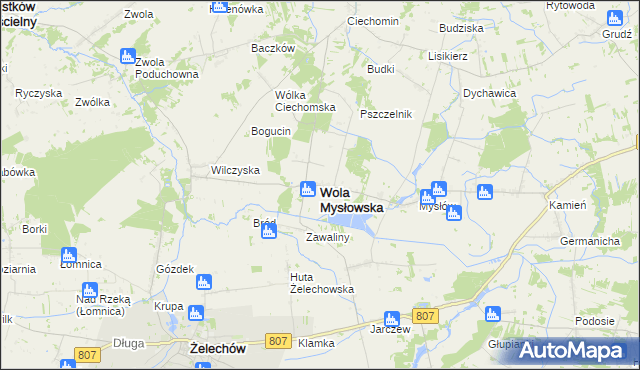 mapa Wola Mysłowska, Wola Mysłowska na mapie Targeo