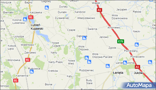 mapa Wola Olszowa, Wola Olszowa na mapie Targeo