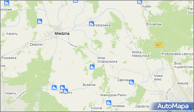 mapa Wola Orzeszowska, Wola Orzeszowska na mapie Targeo