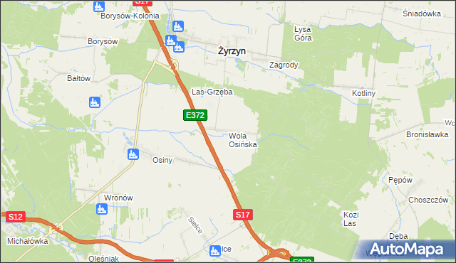 mapa Wola Osińska, Wola Osińska na mapie Targeo