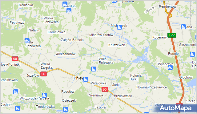 mapa Wola Pniewska, Wola Pniewska na mapie Targeo